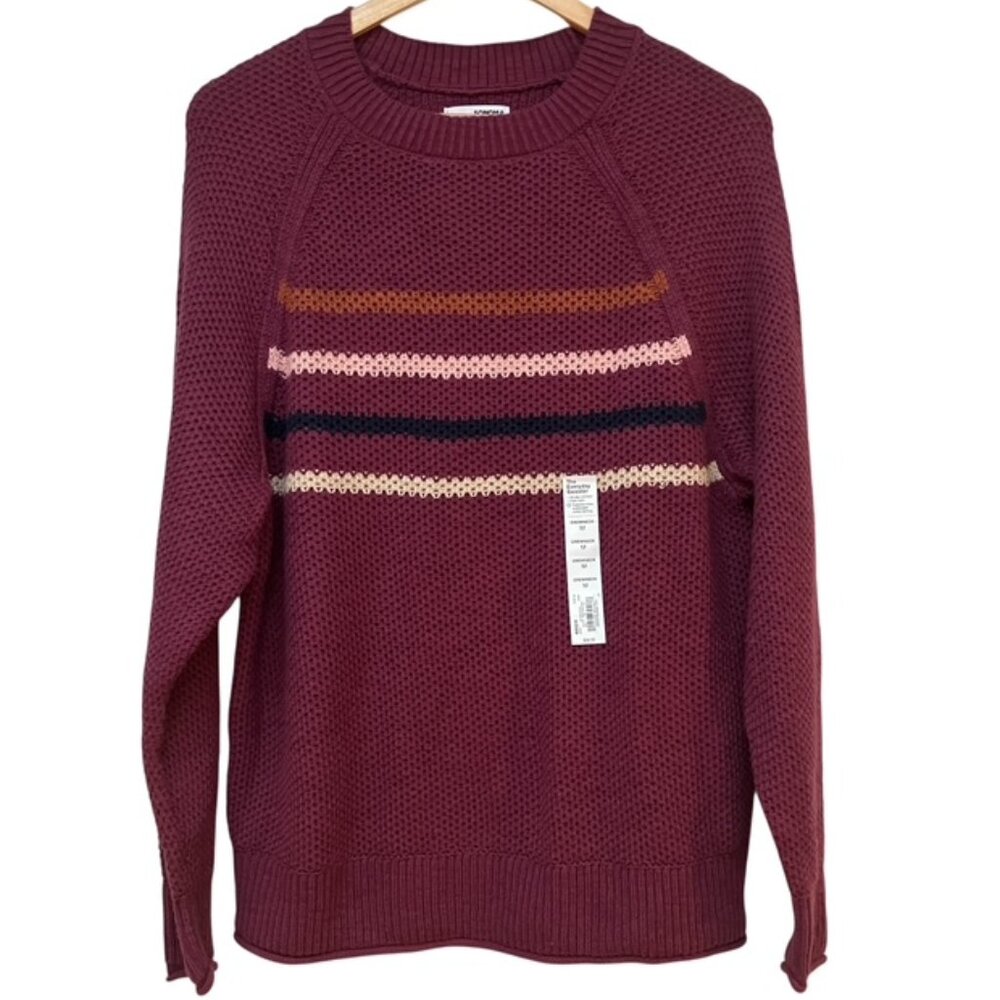 Sonoma Burgundy Striped Everyday cotton blend sweater NWT size M